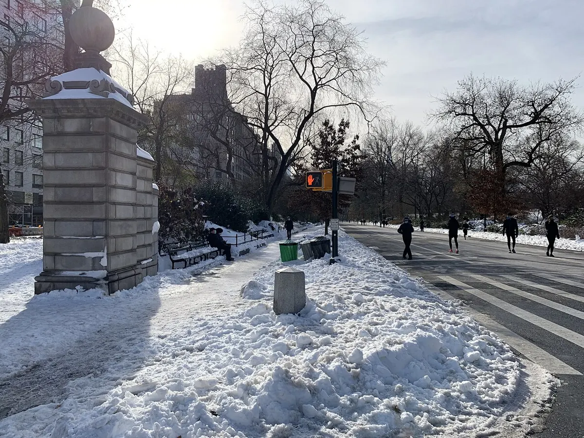 Snow at Engineers’ Gate in Central Park in 2020